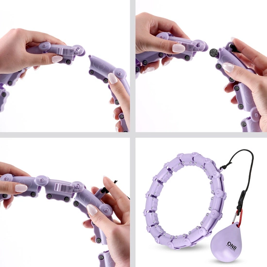 Hula hop z wypustkami, obciążnikiem i pasem ONE FITNESS OHA02 violet