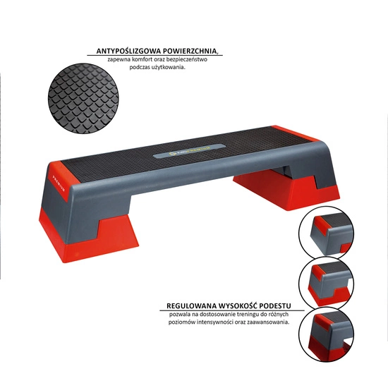 Step do aerobiku HMS PREMIUM AS007 czarno - czerwony