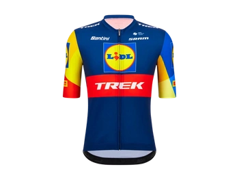 Koszulka rowerowa męska Santini Lidl - Trek Replica Race Dark Blue/Yellow