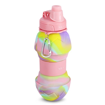 Bidon silikonowy składany NILS NC4102 700 ml różowy