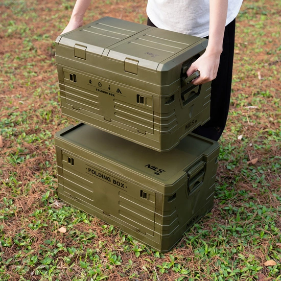 Składana skrzynia kempingowa z pokrywą NILS CAMP NCB4003 50L zielona