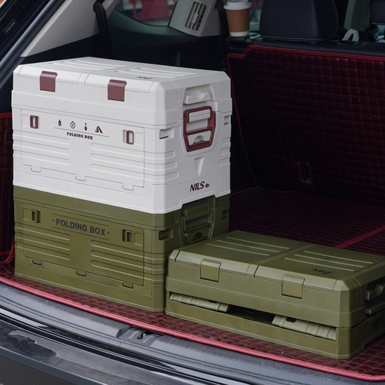 Składana skrzynia kempingowa z pokrywą NILS CAMP NCB4003 50L zielona