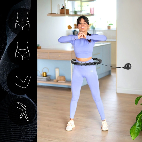 Hula hop z wypustkami, obciążnikiem i pasem HMS HHW11 czarny