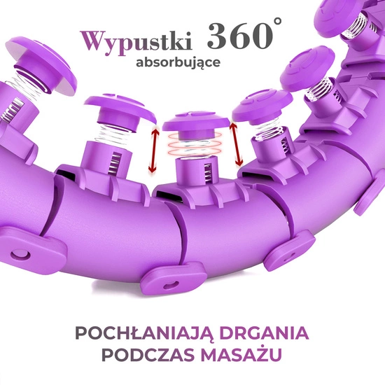 Hula hop z wypustkami, obciążnikiem i pasem HMS HHW12 fioletowy + BR163 czarny