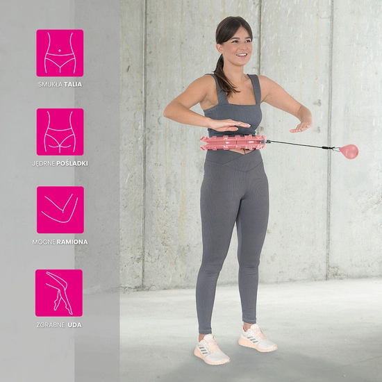 Hula hop z wypustkami, obciążnikiem i pasem HMS HHW01 pink