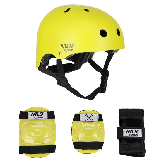 Kask z ochraniaczami NILS EXTREME MR290 + H230 żółty