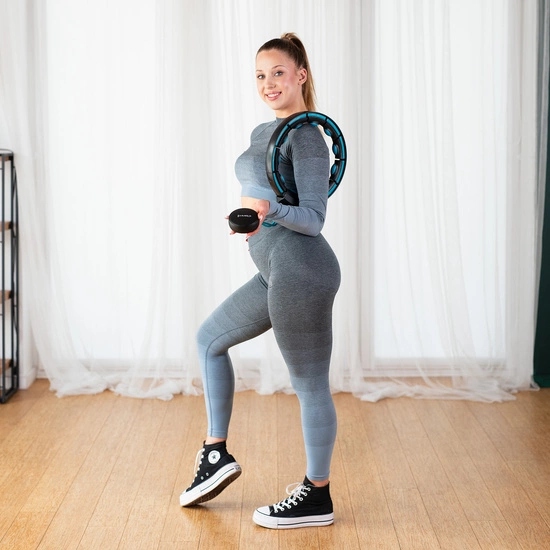 Hula hop z magnesami, obciążnikiem i licznikiem HMS HHM17 czarny - turkusowy