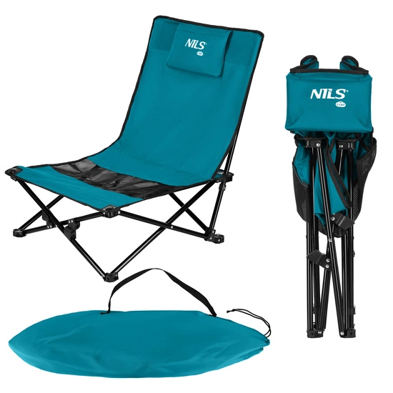 Krzesło plażowe NILS CAMP NC3306 niebiesko czarne