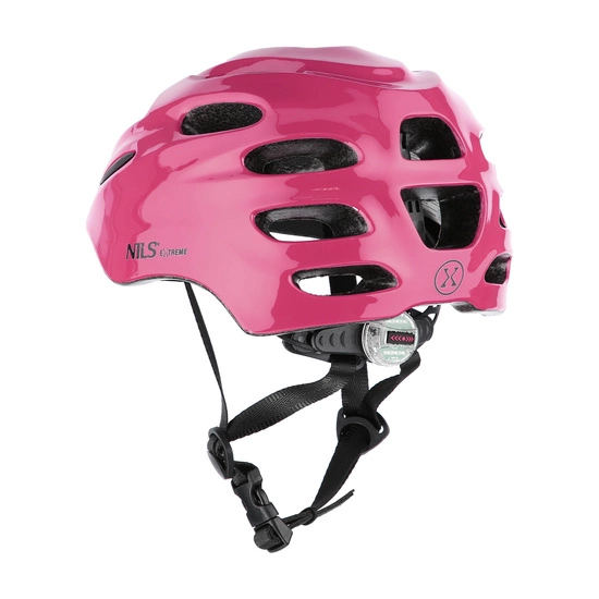 Kask rowerowy dziecięcy NILS EXTREME MTW01 Led różowy