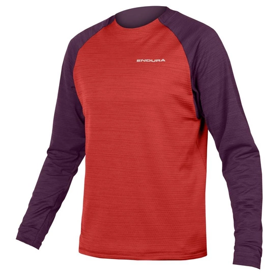 Koszulka rowerowa męska z długim rękawem Endura Singletrack Fleece Red