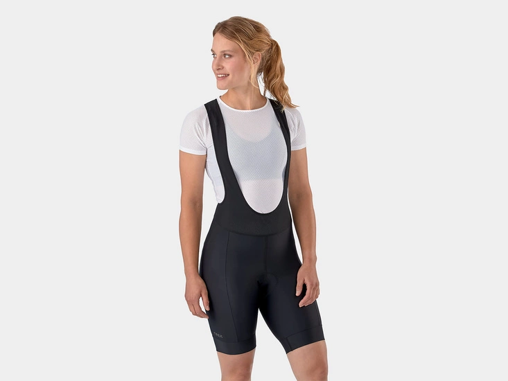 Spodenki rowerowe damskie Trek Solstice z szelkami i wkładką Black