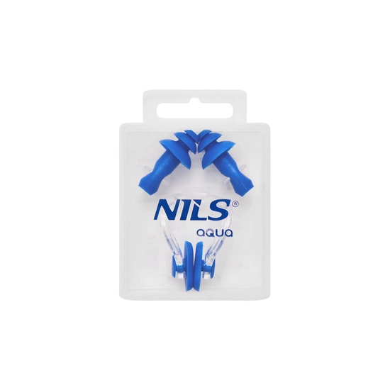 Zestaw pływacki: silikonowe zatyczki do uszu i na nos NILS AQUA NQAW30 niebieski