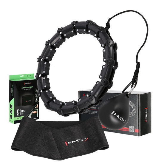 Hula hop z wypustkami, obciążnikiem i pasem HMS HHW11 + BR163 czarny