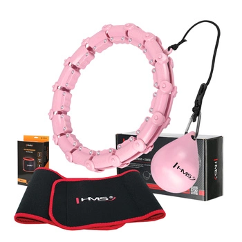 Hula hop z wypustkami, obciążnikiem i pasem HMS HHW01 light pink