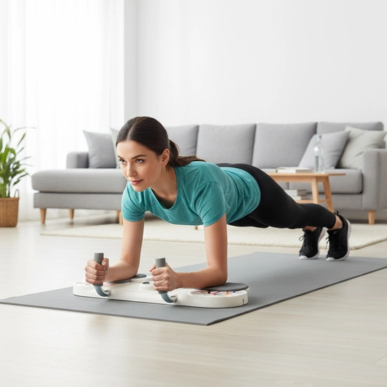 Deska do ćwiczeń mięśni brzucha i pompek z licznikiem HMS DBP03 biało - szara