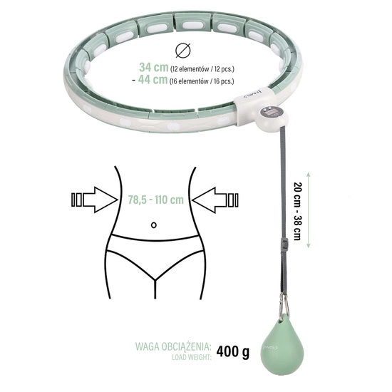 Hula hop z licznikiem HMS HHM15 zielona