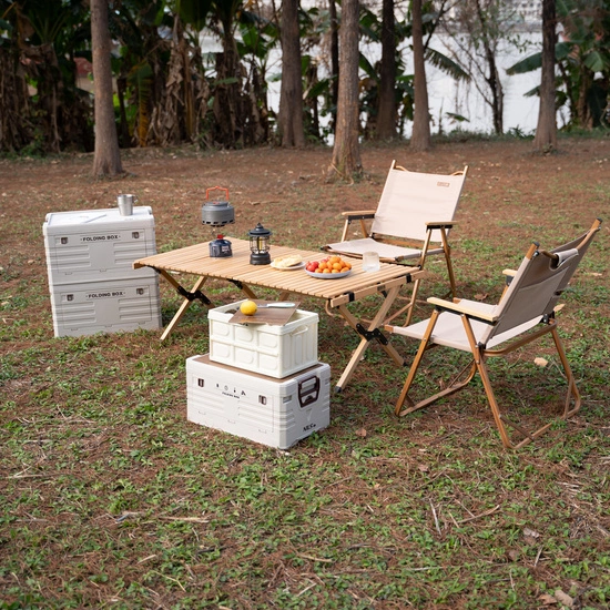 Składana skrzynia kempingowa z funkcją stołu 2w1 NILS CAMP NCB4007 15L biała