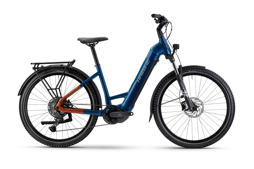Rower elektryczny trekkingowy Haibike Trekking 4 Lowstep 720Wh 2025 blue/orange