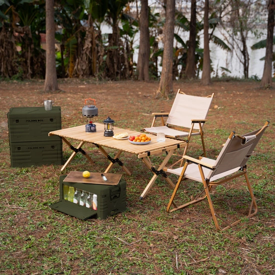 Składana skrzynia kempingowa z funkcją stołu NILS CAMP NCB4002 32L zielona