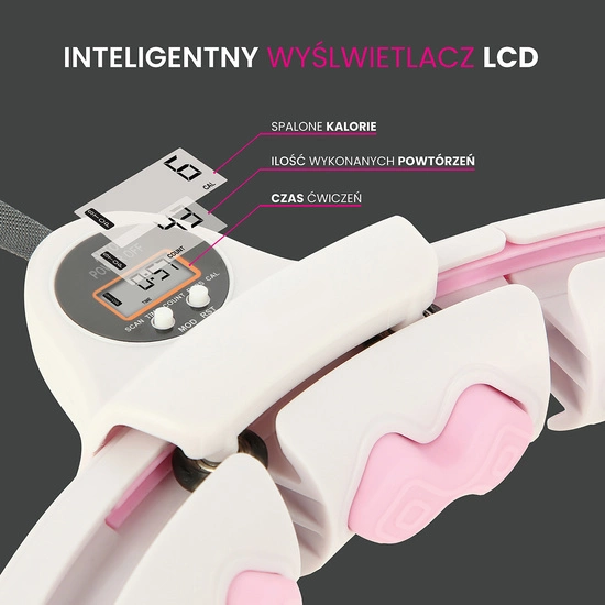 Hula hop z piłką grawitacyjną, licznikiem i pasem HMS HHW06 pink