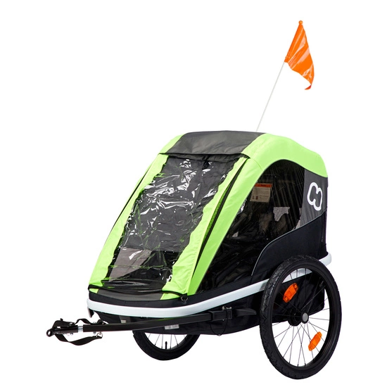 Przyczepka rowerowa Hamax Avenida Twin limonkowa, z amortyzacją