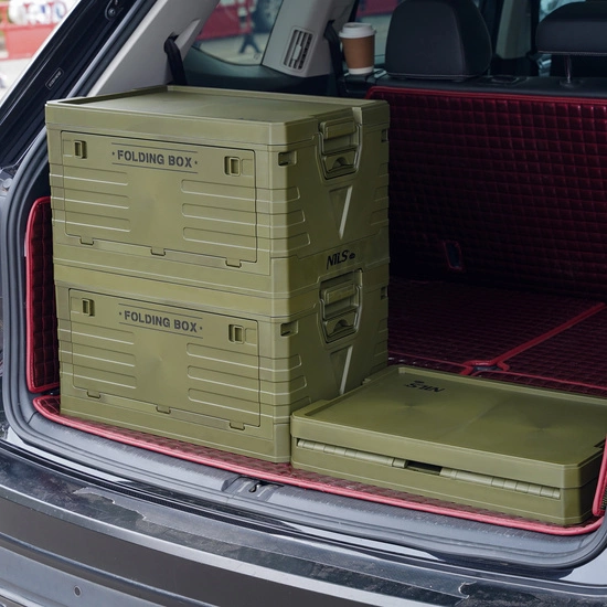 Składana skrzynia kempingowa z pokrywą NILS CAMP NCB4004 50L zielona