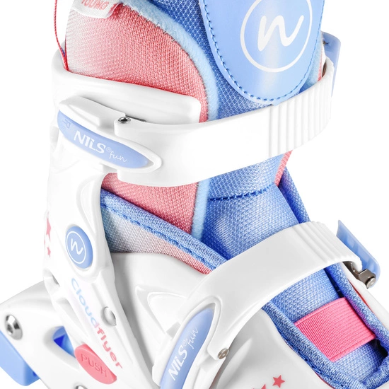 Łyżworolki dziecięce 3w1 NILS FUN NJ1190 S biało / niebieskie