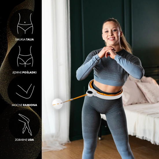 Hula hop magnetyczny z licznikiem i pasem HMS HHM21 biały / pomarańczowy