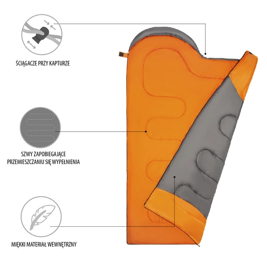 Śpiwór NILS CAMP NC2008 L szaro - pomarańczowy