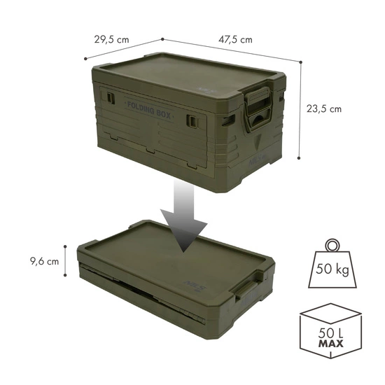 Składana skrzynia kempingowa z pokrywą NILS CAMP NCB4001 50L