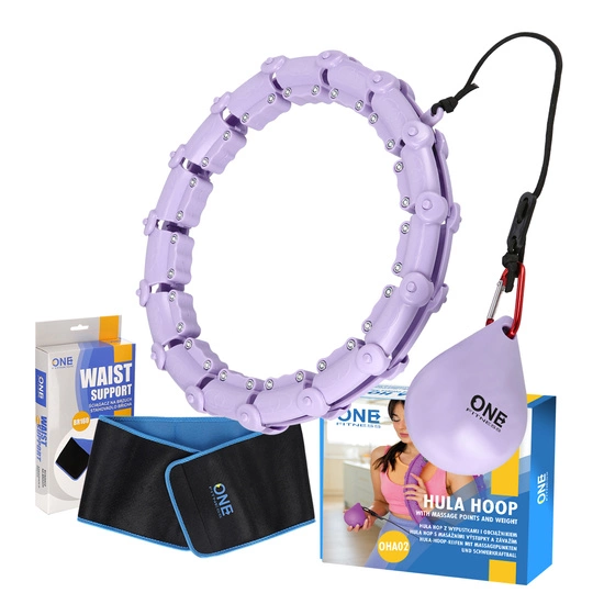 Hula hop z wypustkami, obciążnikiem i pasem ONE FITNESS OHA02 violet