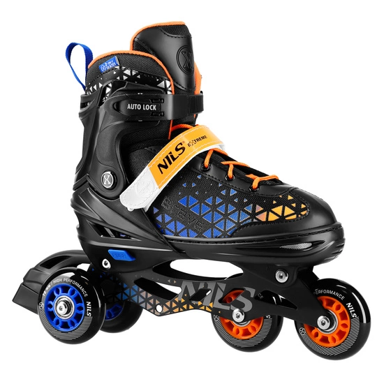 Łyżworolki dziecięce / młodzieżowe 4w1 NILS EXTREME NH18190A niebiesko / pomarańczowy