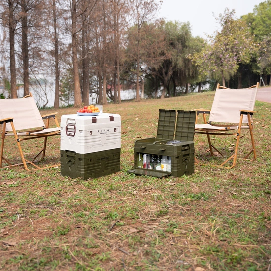 Składana skrzynia kempingowa z pokrywą NILS CAMP NCB4003 50L zielona