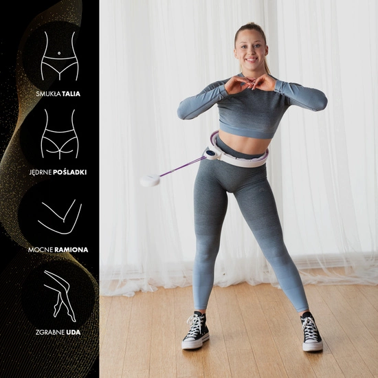 Hula hop z magnesami, obciążnikiem i licznikiem HMS HHM17 biały - fioletowy