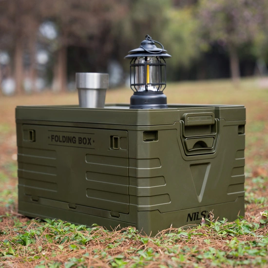 Składana skrzynia kempingowa z pokrywą NILS CAMP NCB4004 50L zielona