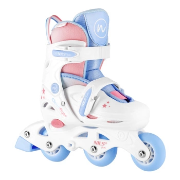 Łyżworolki dziecięce 3w1 NILS FUN NJ1190 XS biało / niebieskie