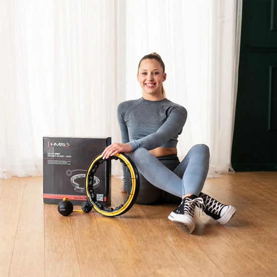 Hula hop z magnesami, wypustkami tpe, obciążnikiem i licznikiem HMS HHM21 czarny - żółty