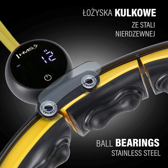 Hula hop z magnesami, wypustkami tpe, obciążnikiem i licznikiem HMS HHM21 czarny - żółty