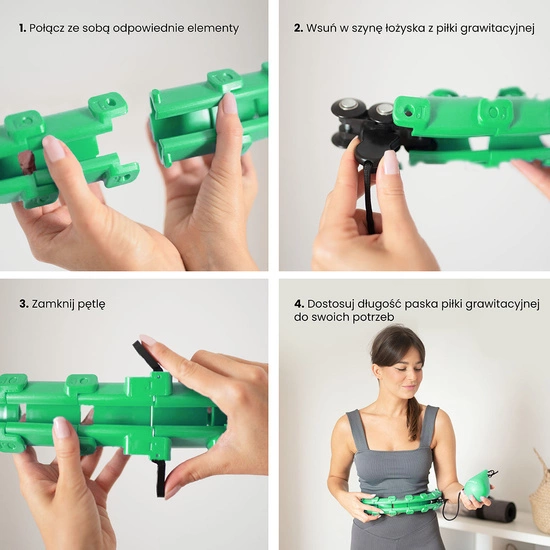 Hula hop z wypustkami, obciążnikiem i pasem HMS HHW01 green