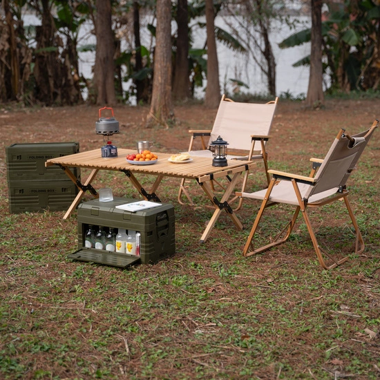 Składana skrzynia kempingowa z pokrywą NILS CAMP NCB4003 50L zielona