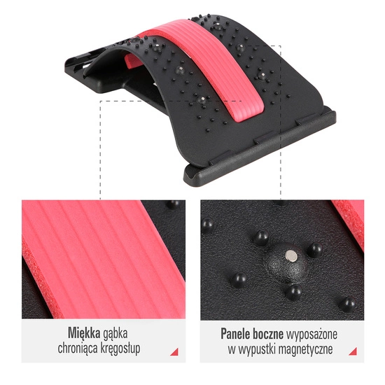 Przyrząd do rozciągania pleców z magnesami HMS PRP02 czerwony