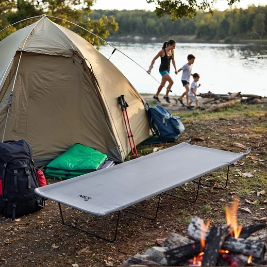 Łóżko polowe ultra light NILS CAMP NC3504 szare