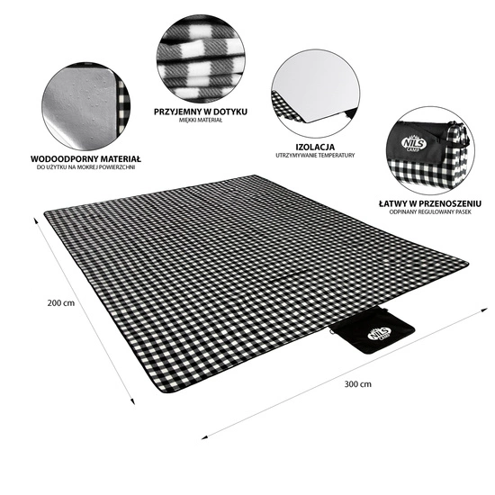 Koc piknikowy NILS CAMP NC2310 biały / czarny