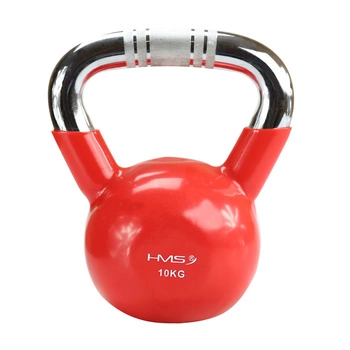 Kettlebell żeliwny z chromowanym uchwytem HMS KTC10 10 kg czerwony