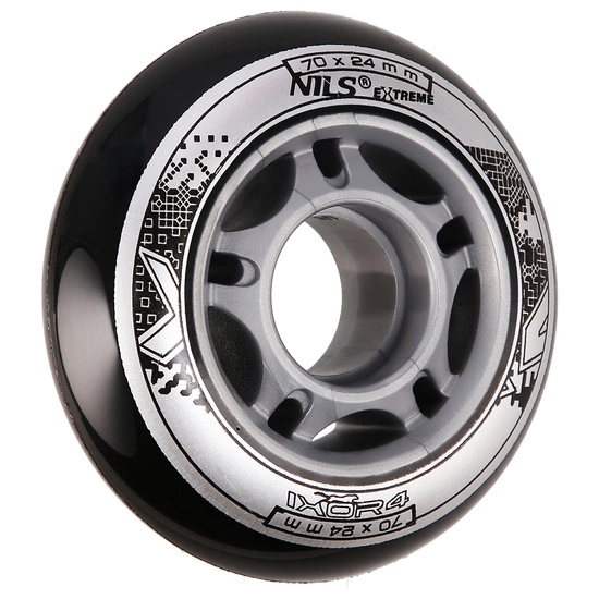 Zestaw kółek do rolek NILS EXTREME PU 70 x 24 czarne