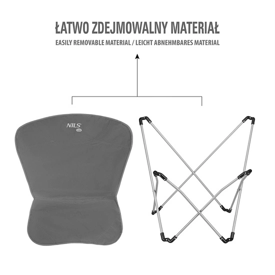 Krzesło turystyczne składane NILS CAMP NC3051 szare