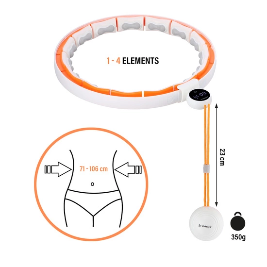 Hula hop magnetyczny z licznikiem i pasem HMS HHM21 biały / pomarańczowy
