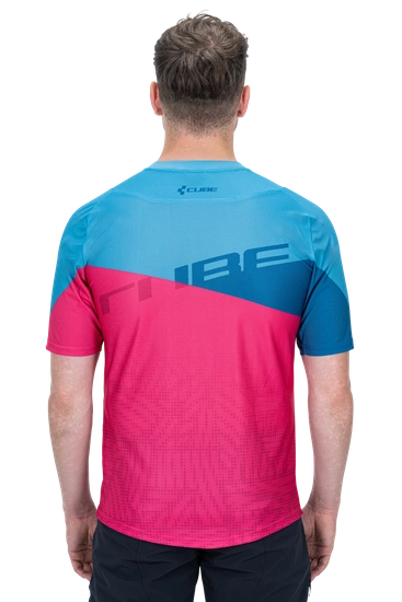 Koszulka rowerowa Cube Edge Pink/Blue