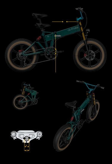 Rower elektryczny składany Fiido M1 Pro 250W 556.8Wh turkusowy