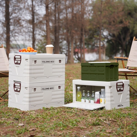 Składana skrzynia kempingowa z funkcją stołu NILS CAMP NCB4007 9L zielona